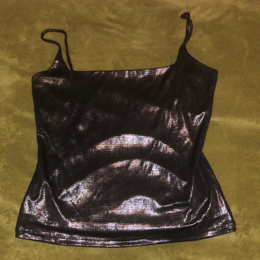Black shiny tank top